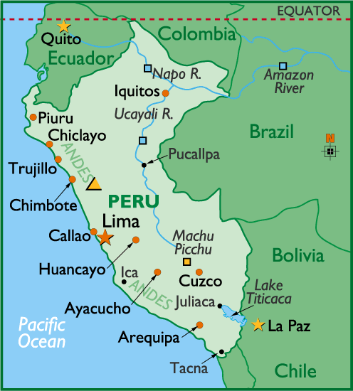 Peru Major Cities Map